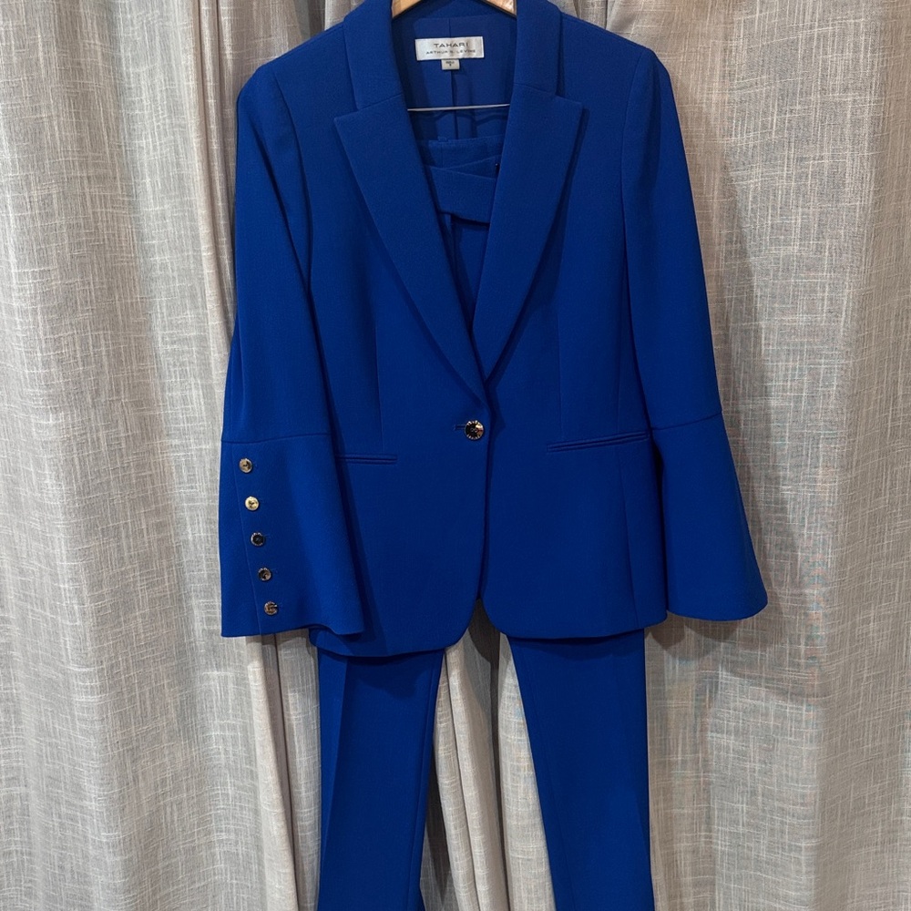 Vibrant Blue Blazer with Gold Button Accents